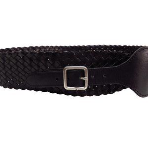 Extra Wide (3") Statement Piece Belt Woven Black Leather Lighter Weight